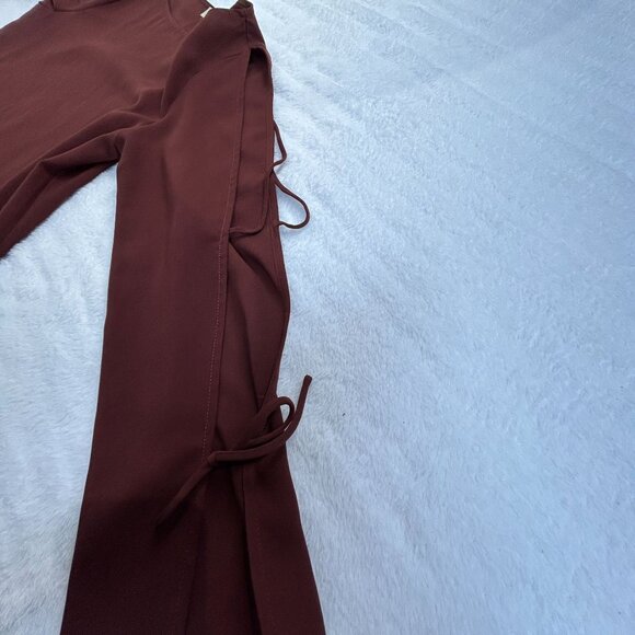 Aritzia Wilfred Womens Pozzi Open Tie Sleeve Blouse Size XS Burgundy Boat Neck - Picture 6 of 9